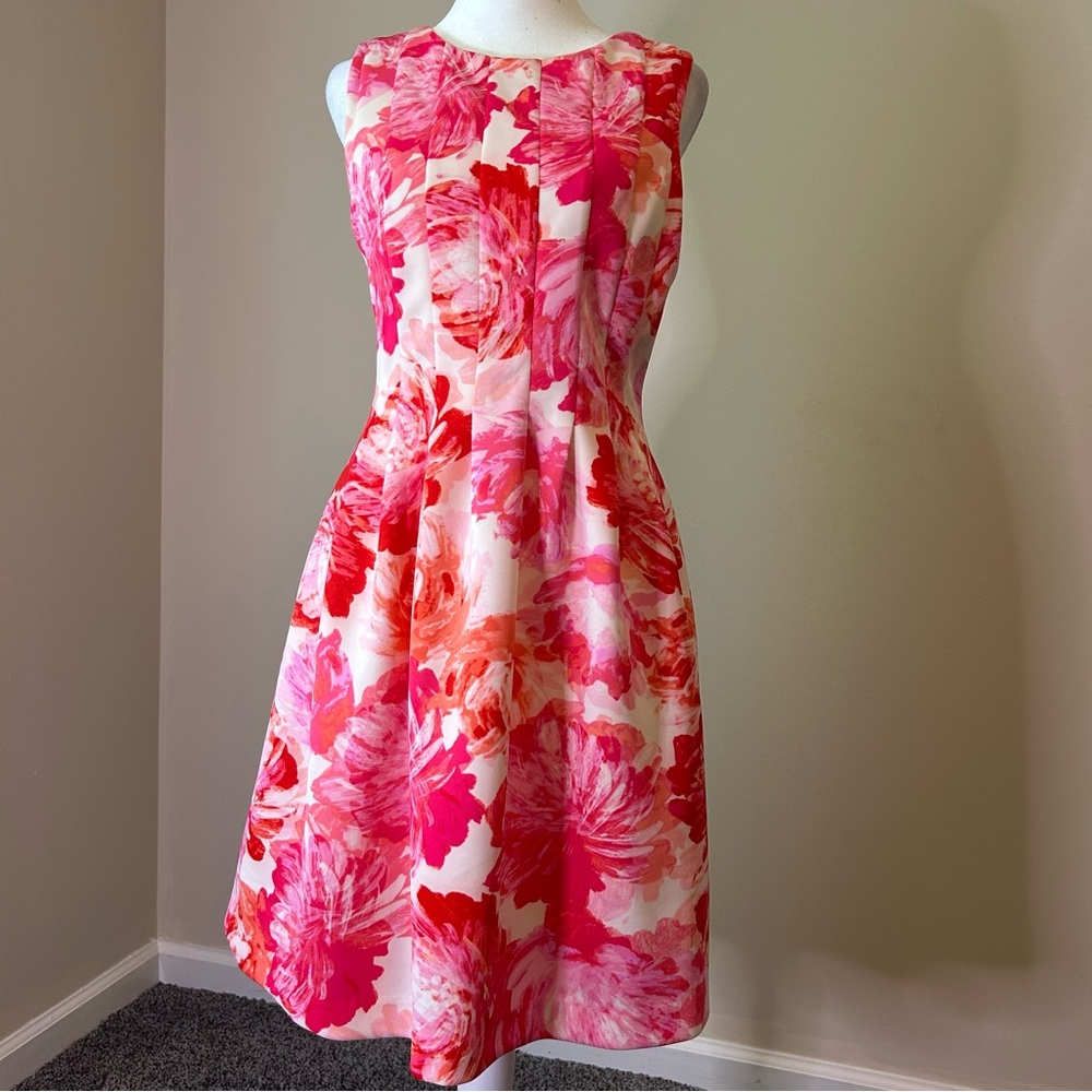 Jessica Pink and Red Floral Midi Dress